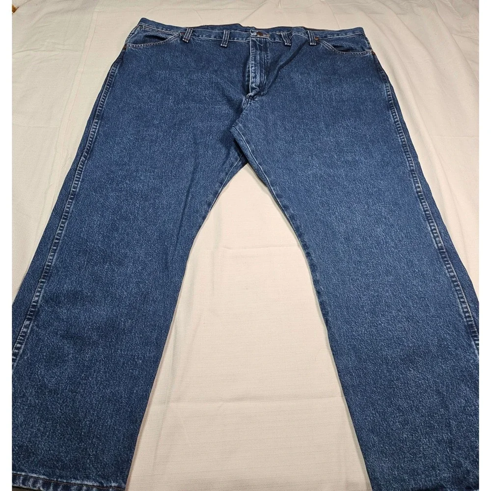 Wrangler Mens Jeans 46x30 Dark Wash Straight Leg Cotton Denim‎ Pants 13MWZGK